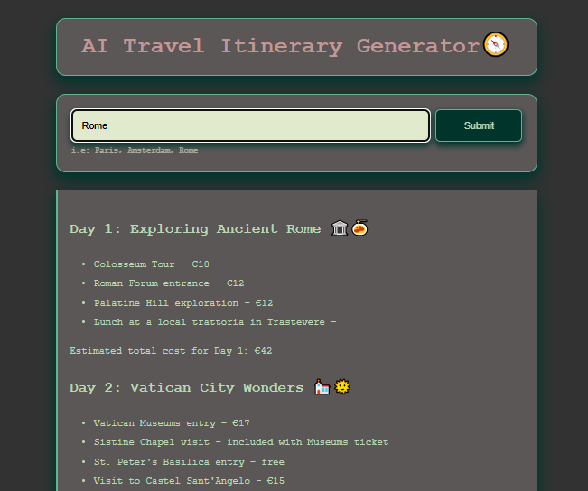 AI Travel Itinerary Project preview